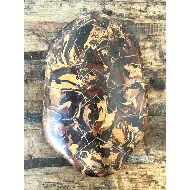 Sculpture Materials Vintage Italian Scagliola Artisanal Pigmented Plaster Turtle Shell For Sale - Image 7 of 12