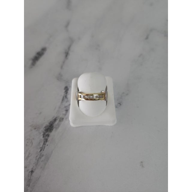 Princess Cut Two-Toned Diamond Wedding Band, Size 9 For Sale - Image 4 of 4