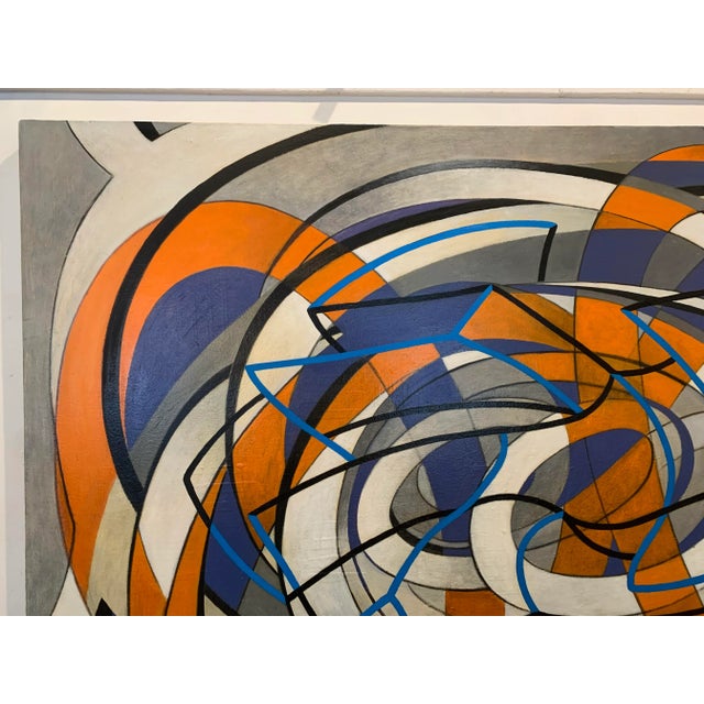 Mid 20th Century Geometric Abstract Oil on Canvas For Sale - Image 4 of 10