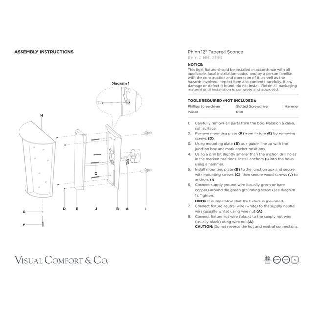 Black Barbara Barry for Visual Comfort Signature Phinn 12" Tapered Sconce in Modern Iron with White Glass For Sale - Image 8 of 9