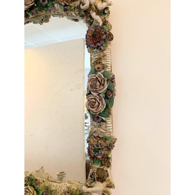 German Mirror with Candlesticks in Polychrome Porcelain For Sale - Image 13 of 17
