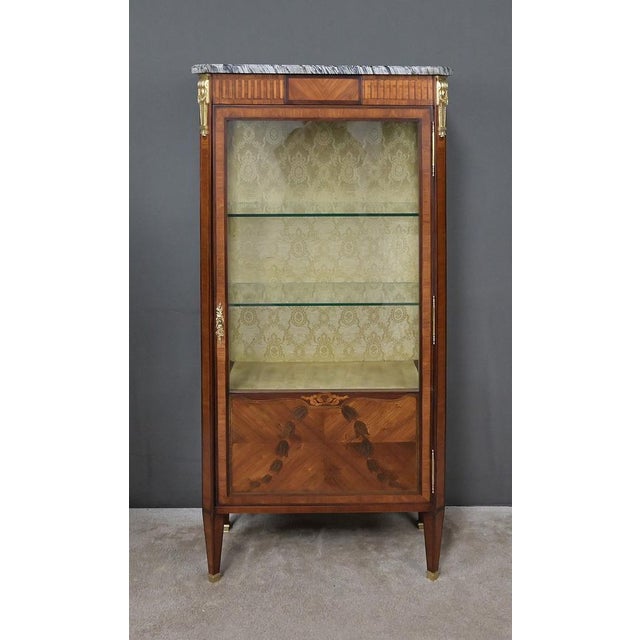 Brown Louis XVI Marquetry Display Cabinet, 20th Century For Sale - Image 8 of 18