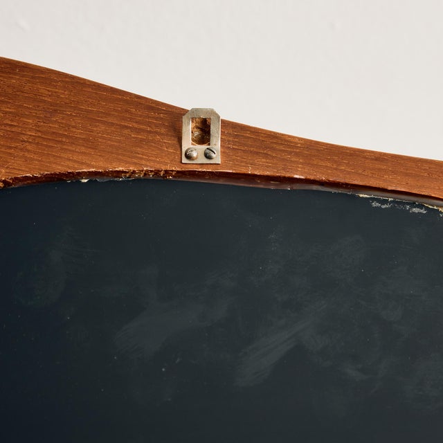 Brown Vintage Teak Framed Mirror, 1960s For Sale - Image 8 of 9
