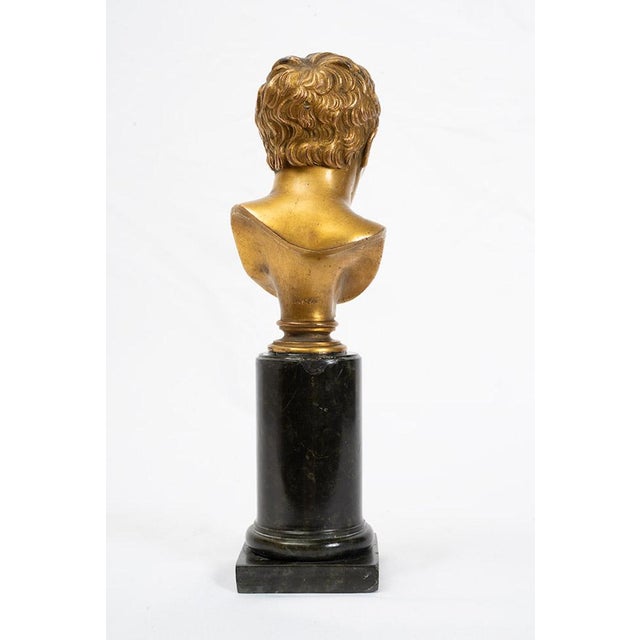 Antique 19th Century Gilded Bronze Sculpture on Green Marble Base For Sale - Image 5 of 6