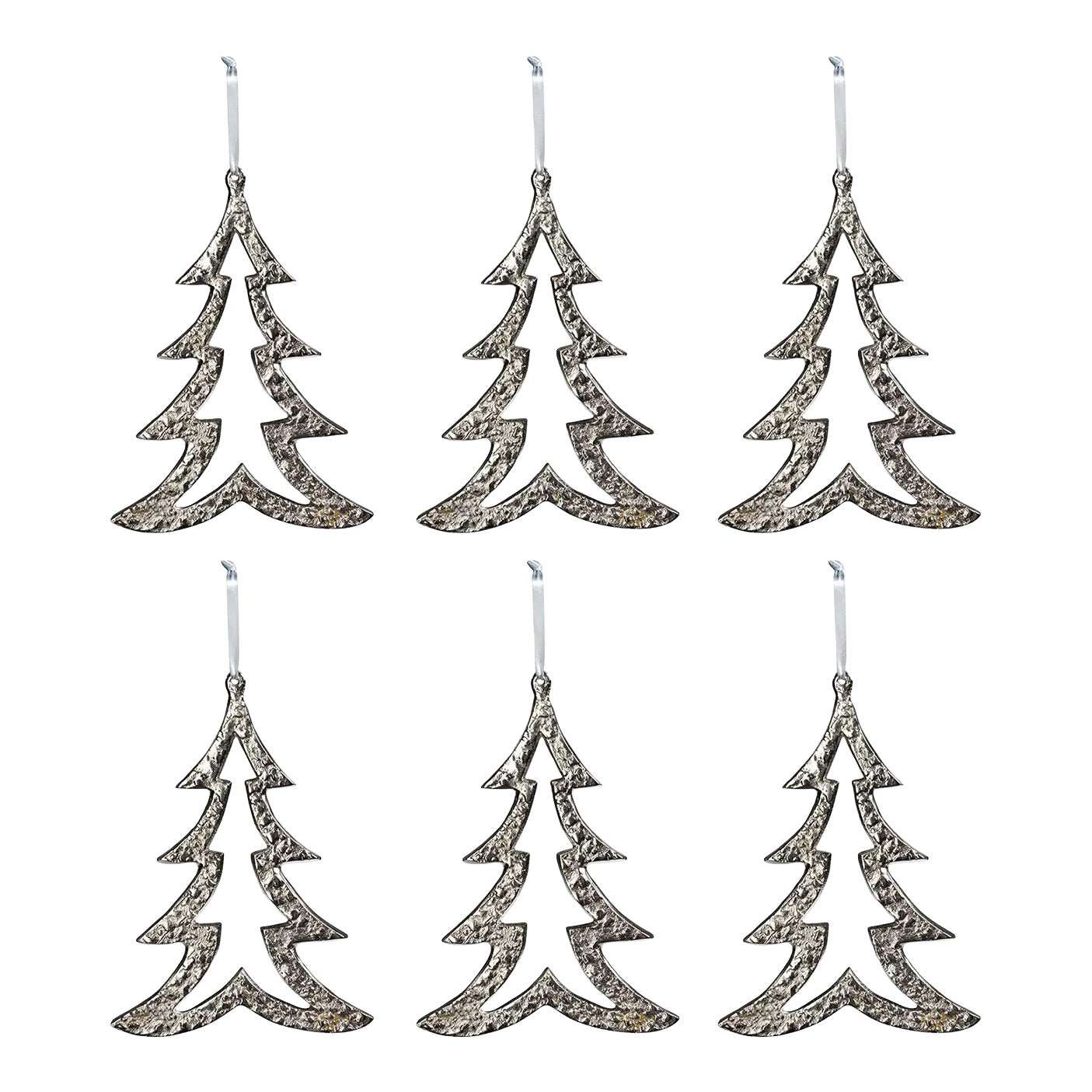 Raw Aluminum Christmas Tree Ornaments, Nickel, Set of 6 Chairish