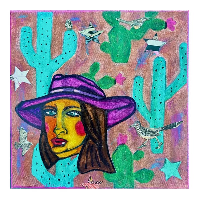 “Lolo” by Melanie Allison – Original 8x8 Mixed-Media - Rustic Ranch Series For Sale