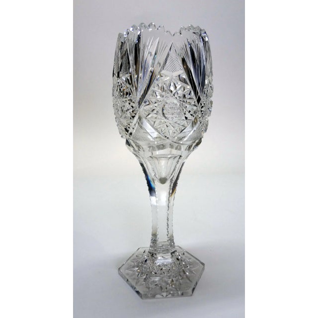 Large Brilliant Cut Crystal Celery Vase For Sale - Image 12 of 13