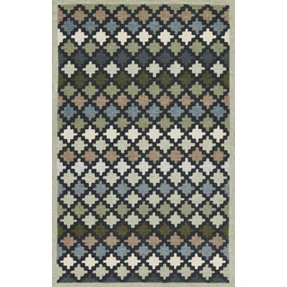 Erin Gates by Momeni Abbot Blue & Green Swedish Geo Wool Rug 9' X 12' For Sale