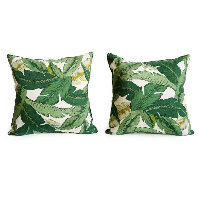 Tropical modern style outdoor fabric banana leaf print pillow. Charming fresh feel to add a vibrant resort-like touch to...