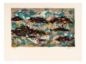Abstract Waves, Original Lithograph, 1970s