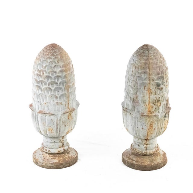 Pair of Antique Cast Iron Finials For Sale In Louisville - Image 6 of 9