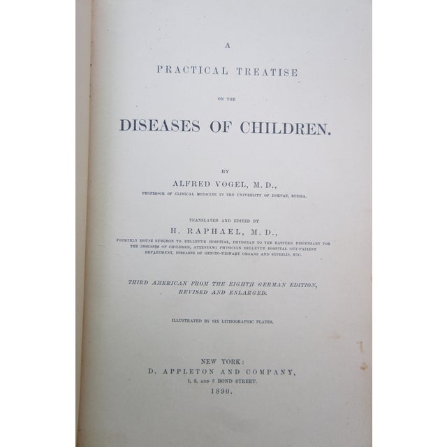 Textile Antique 1890 Diseases of Children Alfred Vogel Appletons Medical Library Leather For Sale - Image 7 of 12
