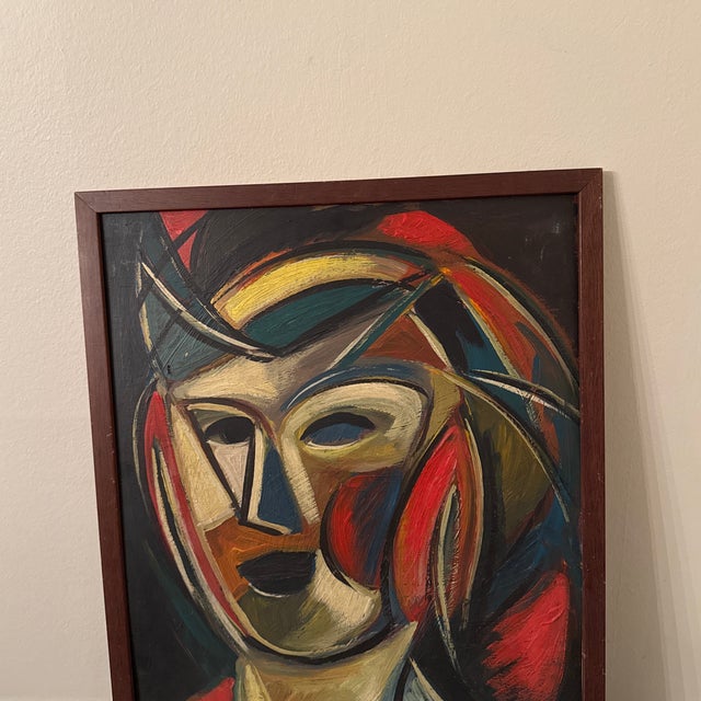 Very intresting and unusual abstract Italian painting signed, circa 1970s. Good colors and size on this portrait