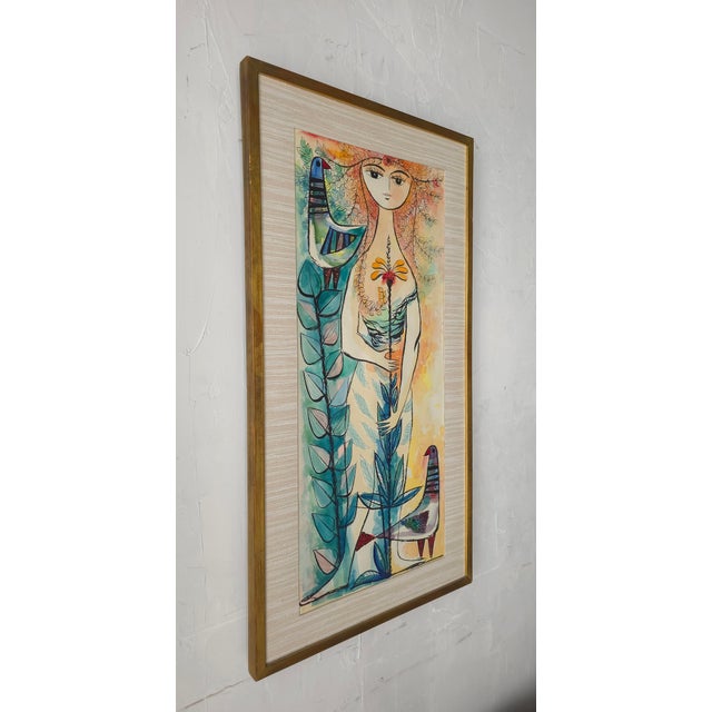 Pair of Whimsical European Mid Century Watercolor Paintings For Sale In Las Vegas - Image 6 of 14