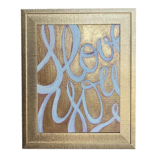 I Love You Calligraphy Painting – Original Romantic Gold Wall Art Hand Painted Love Script Art – Framed Canvas Artwork by Tatiana Duperault For Sale