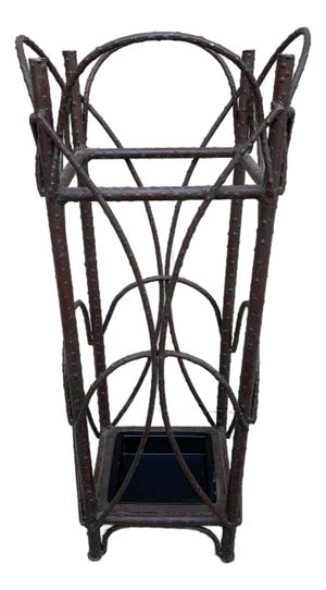 Early 20th Century Rustic Trompe l'Oeil Faux Twig Iron Umbrella Stand