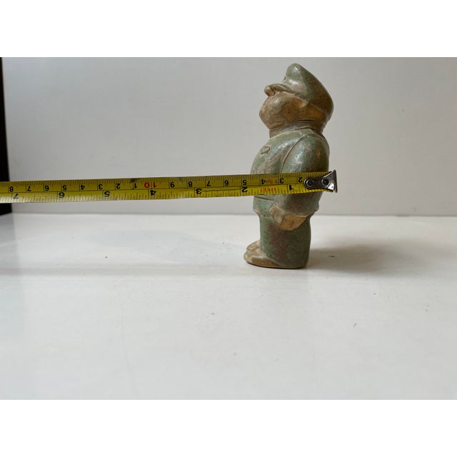 Olive Vintage Scandinavian The Fat Soldier Glazed Stoneware Figurine, 1980s For Sale - Image 8 of 10