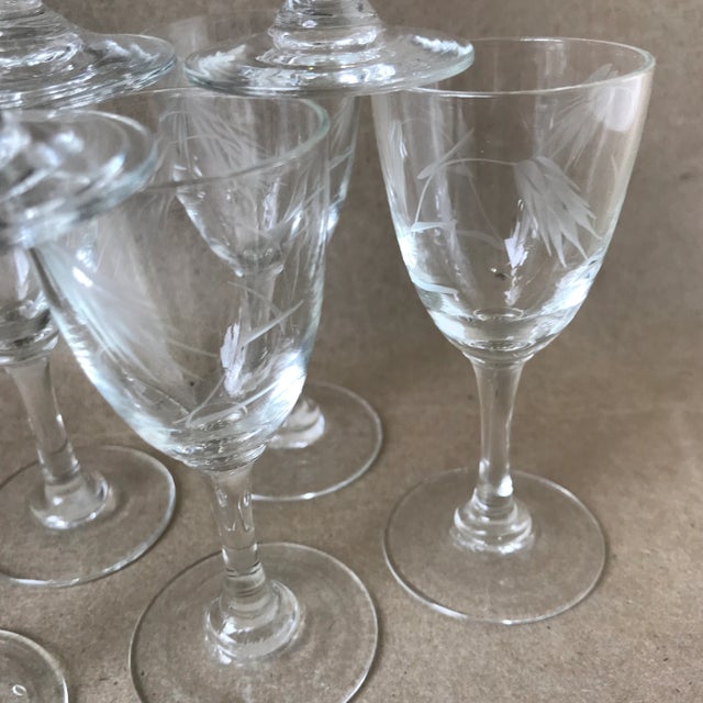 Noritake Sasaki Etched Wheat Pattern Crystal Cordial Glasses Set of 8