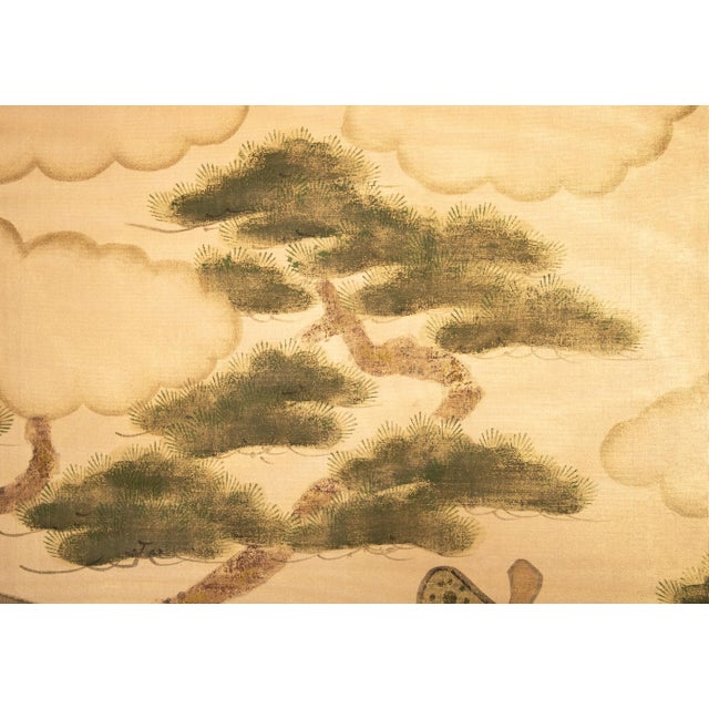 1970-1980s Shōwa Era Japanese Silk Byobu Screen "The Tale of Genji" For Sale - Image 14 of 18