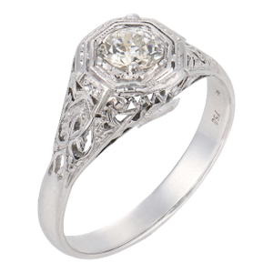 1950s Gia 3.12 Carat Old European Cut Diamond Platinum Engagement Ring, Size 7.75