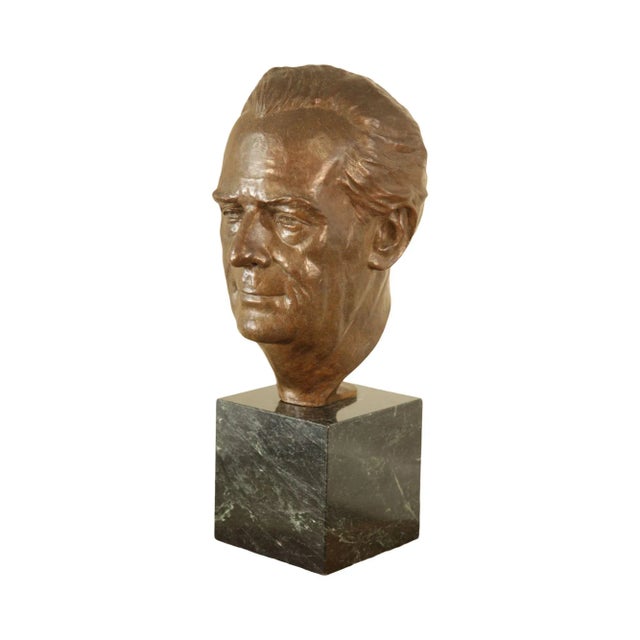 Lawrence Ludtke 1980's Bronze Male Bust Portrait For Sale - Image 13 of 13