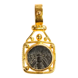 Antique Greek Bronze Coin 4th Century Pendant