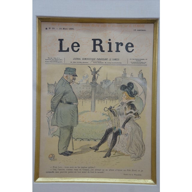 4 Antique Le Rire French Belle Epoque Satirical Comic Journal Framed Art 20" For Sale - Image 14 of 18