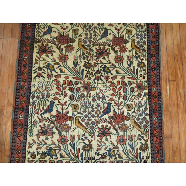 Ivory Field Pigeon Bird Traditional 20th century Persian Pictorial Rug - 3'6" x 4'10" For Sale In New York - Image 6 of 6