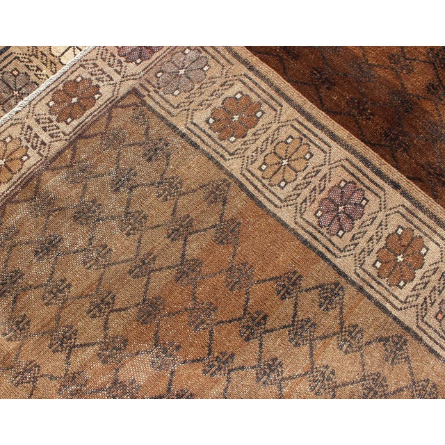 Brown Vintage Turkish Kars Tribal Rug With All-Over Modern Design in Brown Colors For Sale - Image 8 of 9