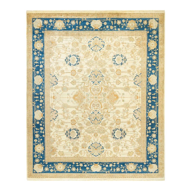 Vintage Moroccan Hand Knotted Wool Area Rug, Ivory - 8'1" X 9'10" For Sale