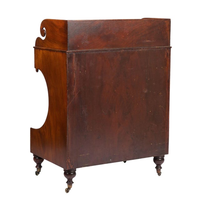 Neoclassical American Mahogany Demilune Dressing Stand on Brass Castors, C. 1830's For Sale - Image 3 of 13