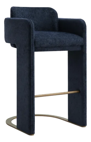 Indigo Blue Upholstered Bar Chair