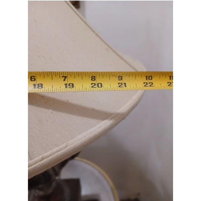 1940s Edwardian Carved Urn Lamp Brown Bronzed Renaissance Avant-Garde W Shade For Sale - Image 14 of 14