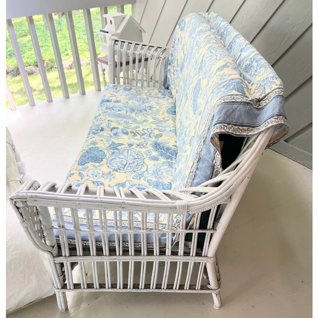 White Vintage Wicker Three Seat Couch Sofa 1940s For Sale - Image 8 of 14