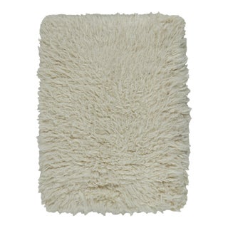 Contemporary Moroccan Style Rug in Off White Shag Pile by Rug & Kilim For Sale