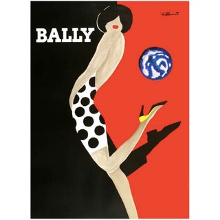 "Woman Kicking the World" Framed Vintage Original Lithograph For Sale