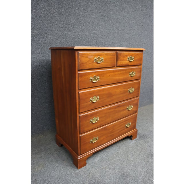 Traditional 1980s Henkel Harris Wild Black Cherry Highboy Chest For Sale - Image 3 of 12