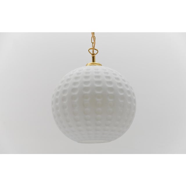 1960s White Opaline Glass Golf Ball Pendant Lamp, Germany, 1960s For Sale - Image 5 of 10