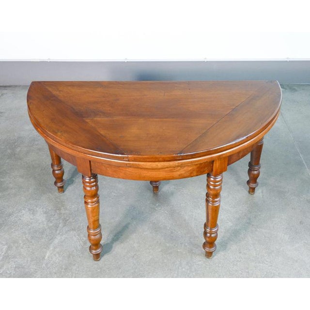Half-Moon Opening Console Table in Walnut, 1800 For Sale - Image 15 of 18