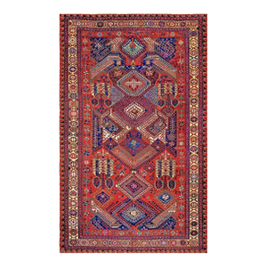 Outstanding Red Rust Color With Geometric Design Antique Caucasian Sumak Rug