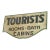 1930s Tourists Rooms Bath Cabins Double-Sided Painted Metal Sign 30” X 17.5” For Sale