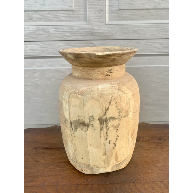 Contemporary Antique Wabi-Sabi Hand Turned Bleached Raw Wooden Vessels, Set of 3 For Sale - Image 3 of 10