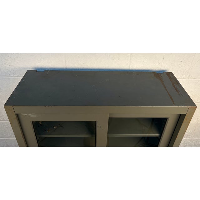 Mid 20th Century Industrial Stackable Metal Cabinet With Sliding Glass Doors For Sale - Image 13 of 18