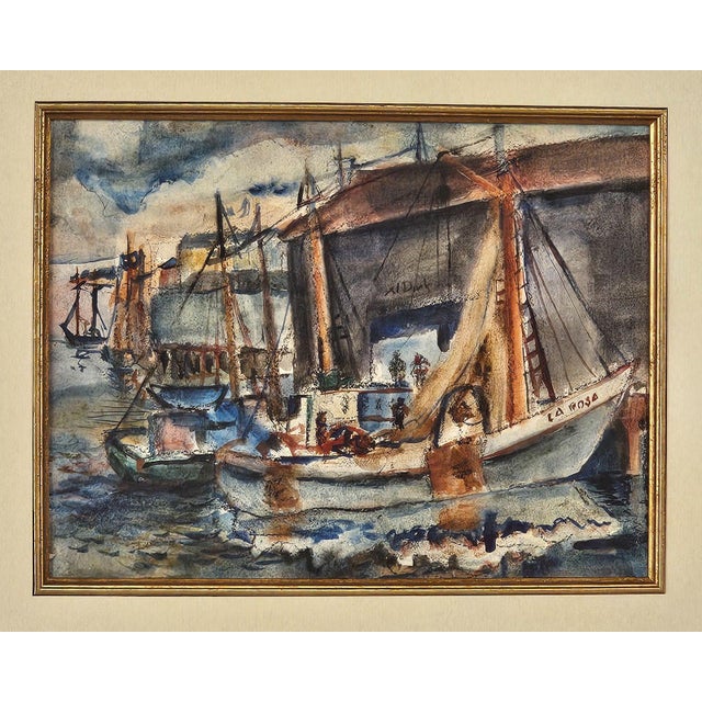 A vintage nautical watercolor, circa 1950.