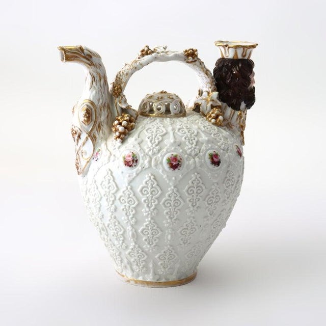 French Antique French Jacob Petit Limoges Figural Porcelain Teapot Signed C1880 For Sale - Image 3 of 6