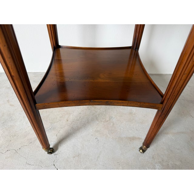 19th Century Louis XVI-Style Bouillotte End Table With Marble Top, Brass Gallery & Casters For Sale - Image 4 of 16