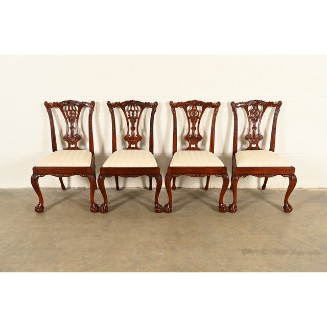Baker Furniture Style Chippendale Carved Mahogany Dining Chairs, Set of Four For Sale - Image 14 of 14