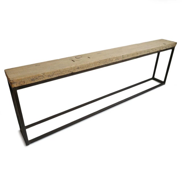 Vintage Narrow Old Plank Console Table For Sale - Image 4 of 9