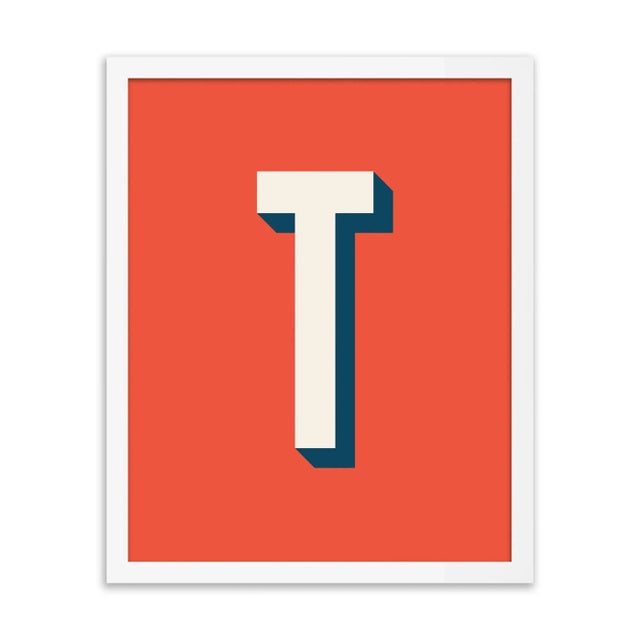Alphabet Series in Red, Letter T by Pencil & Paper in White Frame, XS Art Print For Sale