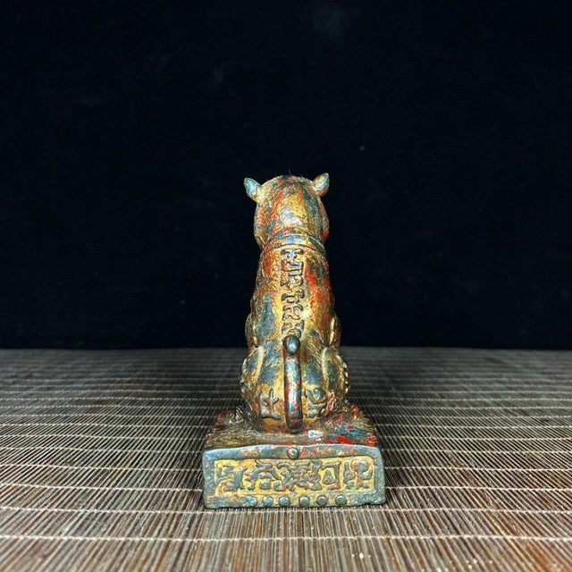 Vintage Gilt Bronze Tiger Seal - Bagua Protection Charm For Sale - Image 4 of 9